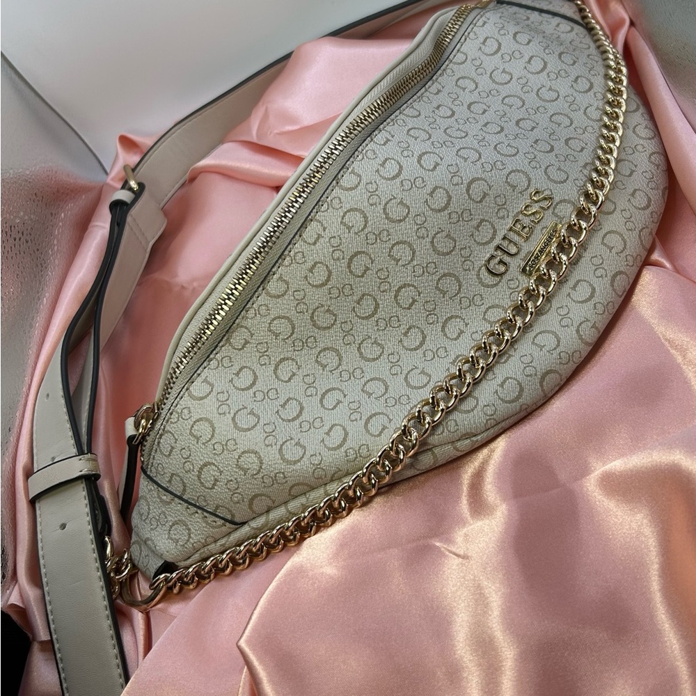 GUESS Beige Logo Crossbody Bag